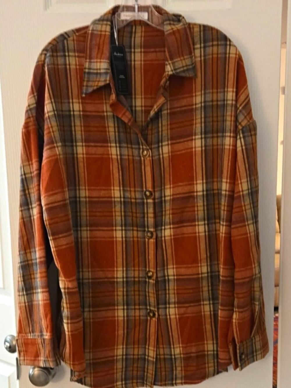 NWT Fantaslook Flannel Plaid Button-Front Shirt XL